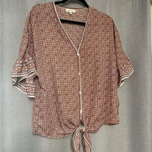 Max studio Printed Tie-Front Top